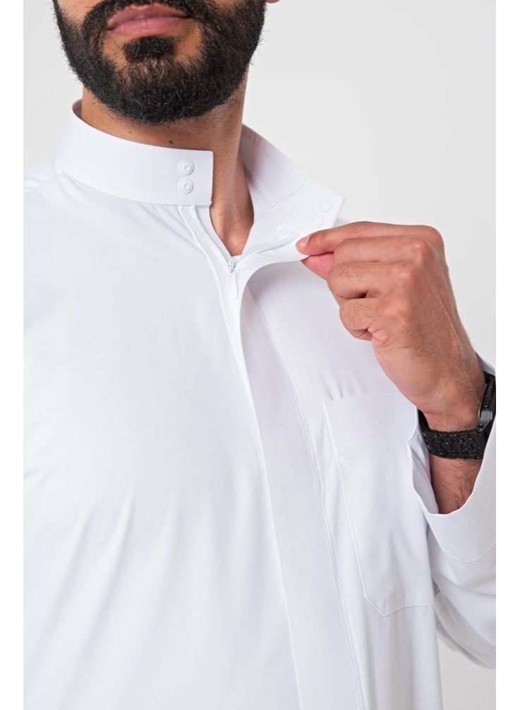 Al Shyakah Classic robe, concealed zipper, men's, white - Image 3